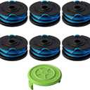 THTEN 2900719 Trimmer Spool Line Replacement for Greenworks 20ft 0.065 inch 2101602 2101602A STBA40B210, 2101602, ST40B410, BST4000 Dual line String Trimmers+3410468 Cap Covers Parts