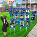 13 Pcs Large K-12 Graduation Photo Yard Signs with Stakes, Class of 2026 Outdoor Graduation Decoration Party Decor, Supports Photos up to 12 X 18, Kindergarten Through Senior School Grade(Blue)