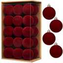 30PCS Velvet Christmas Ball Ornaments Set, 2.36" Shatterproof Baubles for Christmas Tree Decorations, Hanging Baubles with Soft Velvet Finish for Thanksgiving Holiday Party Décor, Burgundy Red