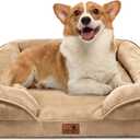 Spotted Play Orthopedic Dog Bed with Sides - Sofa Beds for Medium Dogs, Supportive Foam Pet Couch Bed with Washable Removable Cover, Waterproof Lining and Non-Slip Bottom, Brown - M