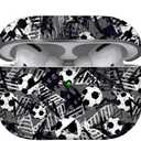 for Airpods Pro Case, Cute Cool Football Pattern TPU Soft Cases for Airpods Pro Case 1st Gen, Shockproof for Airpods Pro 2019 Case Men Women with Cleaner Kit & Keychain, Black