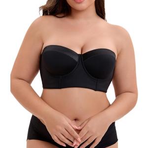 Strapless Bras for Women Longline 34DDD Black