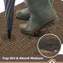 BEQHAUSE Dirt Trapper Door Mat 17" x 30" Half Circle Non-Slip Washable Doormats Entrance Rugs Absorbent Welcome Low Profile Floor Mats for Front Back Door and Entryway, Brown