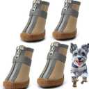 Hcpet Dog Shoes for Small Dogs, Dog Boots & Paw Protectors for Hot Pavement Winter Snow Hiking, Anti-Slip Dog Booties for Hardwood Floor Khaki Size 3