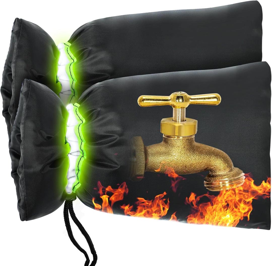 MIXC Outdoor Faucet Cover for Winter - 2 Packs 7.09''W x 10.24''H Water Socks Freeze Protection Pipe Insulation Reusable Waterproof Insulated Spigot Backflow Cover
