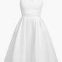 SHENHE Girl's Criss Cross Bow Dress Smocked A Line Fit and Flare Midi Party Dresses, 8Y