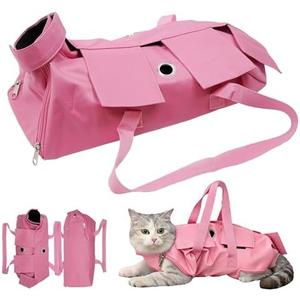 PawLuxe Waterproof Cat Grooming Restraint Bag - Anti-Scratching for Claw Care & Nail Trimming, Ideal for Cat Medical Examination (Pink, M)
