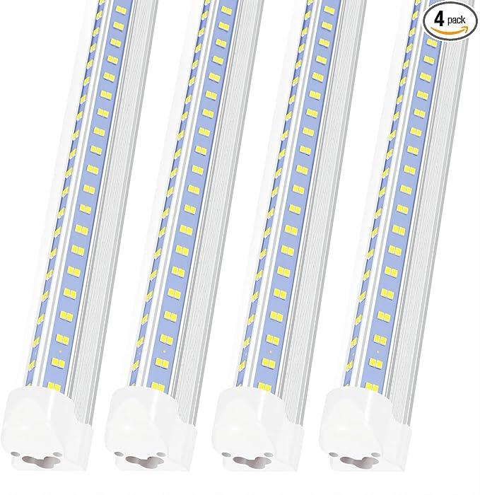 Led Shop Lights,Led Shop Lights 4FT 50W 6500K 7000LM Clear White,Shop Light 4FT 110V Linkable Integrated V-Shape for Shop Garage,Warehouse,Workbench and Workshop Commercial Bay Lighting(4-Pack)