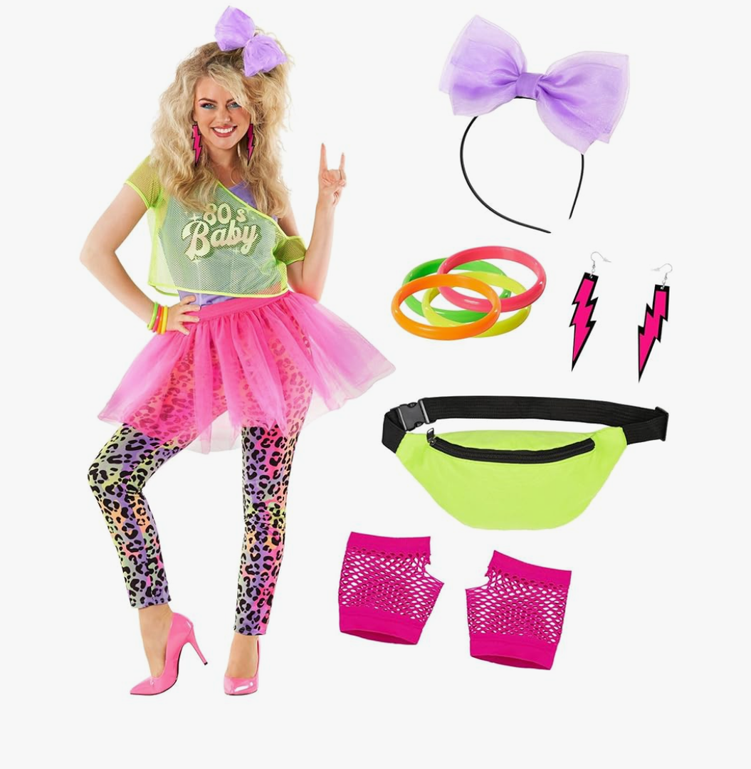 Morph 80s Outfit for Women 80s Costume Decades Day Outfits Womens 80 s Outfit for Party Halloween Disco Costume XXL