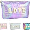 Hiroyuki Iridescent Quilted Makeup Bag (LOVE, purple) 2 Pack