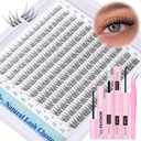 Natural Lash Clusters Kit DIY Lash Extension Kit Wispy Eyelash Extension Kit C-curly Individual Lashes Kit 9-12MM Short Eyelash Clusters with Lash Remover by Newcally