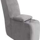 ULTICOR 7-Piece L Shape Sectional Recliner Sofa Covers, Velvet Stretch Reclining Couch Covers for Reclining L Shape Sofa, Thick, Soft, Washable (Light Grey, 1 Console Cover)