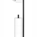 Toilet Paper Holder Stand, Rustproof Modern Free Standing Bathroom Tissue Holder Storage for 4 Rolls, Stainless Steel Anti-Slip Base with Reserve, Brushed Nickel, YOFOVI, Black