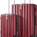 Hanke Luggage Sets 2 piece Carry On Luggage with Wheels PC Hard Shell Suitcases Lightweight Checked Travel Luggage Large Travel Suitcase Woman Men 20/29 Inch （Burgundy）