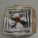 4PCS Boxes Set Iron Frame Hollow Christmas Boxes with Linen Bow LED Christmas Decorations with Natural Ornaments for Christmas, Christmas Decorations Indoor