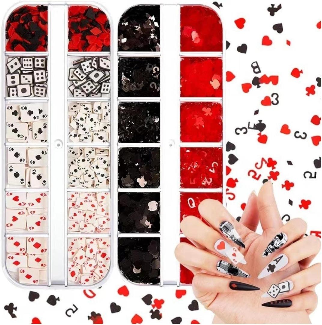 Poker Charms (2 Boxes) for Nail Design - Acrylic Dice Art Jewels and Supplies, Small