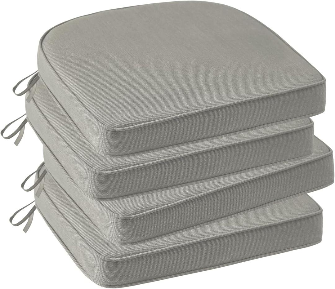 Outdoor Sunbrella Round Corner Seat Cushion, 17"x16"x2", Set of 4, Non Slip Seat Cushion Pads with Removable Cover for Patio Furniture, Garden Yard Lawn, Specrtum Pebble