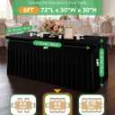 4 Pack Spandex Table Cover Skirts for 6ft Rectangle Tables, Black Stretch Table Cloths with Floor-Length Ruffle, Elastic Fitted Skirted Tablecloth for Elegant Wedding Banquet Party Buffet Decoration