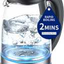 Electric Kettle Glass 2L, 1500W Fast Boiling Hot Water Boiler with Auto Shut-Off, LED Light, BPA-Free, Borosilicate Glass, Stainless Steel Interior, Wide Opening, Display Refrigerator with Door 04