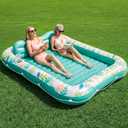 Inflatable Tanning Pool Lounger Float, Stonful 87" x 63" Pool Floats Adult with Pillow & Cup Holder, 4 in 1 Water Filled Inflatable Sun Tan Tub Tanning Bed for Swimming Pool Backyard Beach (Green-XL)
