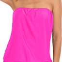 Holipick Strapless Tankini Tops for Women Swimwear Top ONLY Bandeau Bathing Suit Blouson Swimsuit No Bottom (X-Large, Hot Pink)