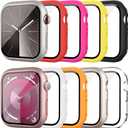 10 Pack Case with Tempered Glass Screen Protector for Apple Watch Series 9/8/7 45mm, Hard PC Face Cover, Full Protective Bumper Compatible with iWatch 45mm Accessories