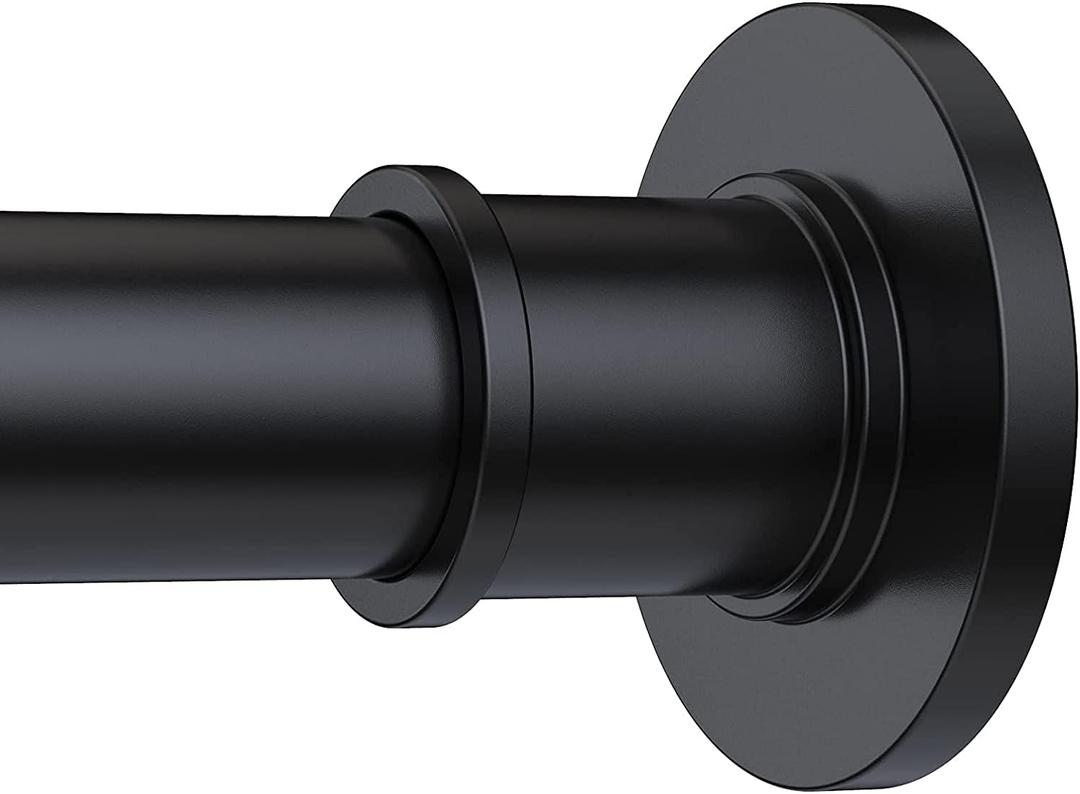 BRIOFOX Industrial Shower Curtain Rod - Rustproof Non-Slip 27-43 Inch Stainless Steel Tension Curtain Rod for Window or Bathroom, Matte Black