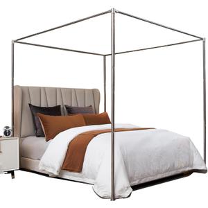 Canopy Bed Frame King, Stainless Steel Four Corner Bed Canopy Poles Mosquito Net Frame Bracket Fit for Metal Bed Wood Bed, Stainless Steel Canopy Bed Frame King Size