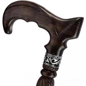 URFORESTIC Handmade Wooden Walking Cane, Solid Wooden Cane for Men and Women, Ergonomic Walking Stick for Senior, Elderly, 36 Inch Height (Dark Brown)