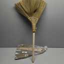 TTS For Home Handmade Whisk Sweeping Broom - Vietnamese Straw Soft Broom - Large Long Broom with Wooden Handle - Broom Decorative - 46.46 inch Length, Pack of 2