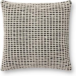 Loloi PLL0119 Black/Ivory 18'' x 18'' Cover w/Poly Pillow