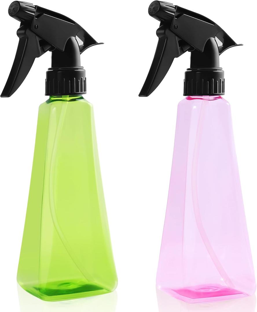 2 x Spray Bottles 12oz/350ml Empty Spray Bottles Refillable Mister Bottle with Multicolor for Cleaning, Plants, Hair, Cooking (Light Green + Rose-Red)