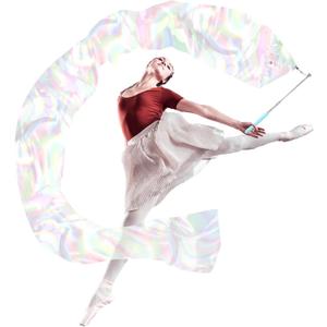 RoundFunny 98" Dance Streamer with Scalable Rod, Gymnastics Dance Ribbon Artistic Twirling Ribbon, Church Worship Adoration Dance Banner for Dancer and Church Liturgical Praise(Transparent White)
