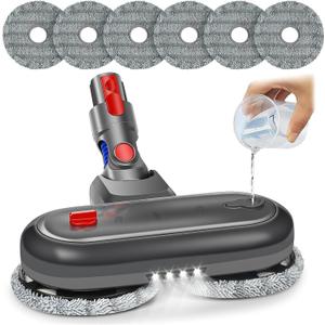 Mop Head Attachments for Dyson V7 V8 V10 V11 V15 Series Vacuum Cleaner, Electric Wet & Dry Mop Head Replacement for Hard Floor + 6 Pack Mop Pads + 1 Measuring Cup