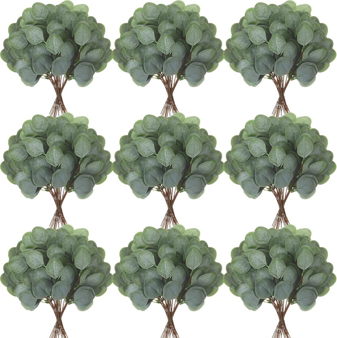 Taiyin 80 Pieces Artificial Eucalyptus Leaves for Wedding Eucalyptus Leaves Stems Decor Greenery Faux Green Stems for Wedding Centerpiece Floral Home Decor, 11 Inches