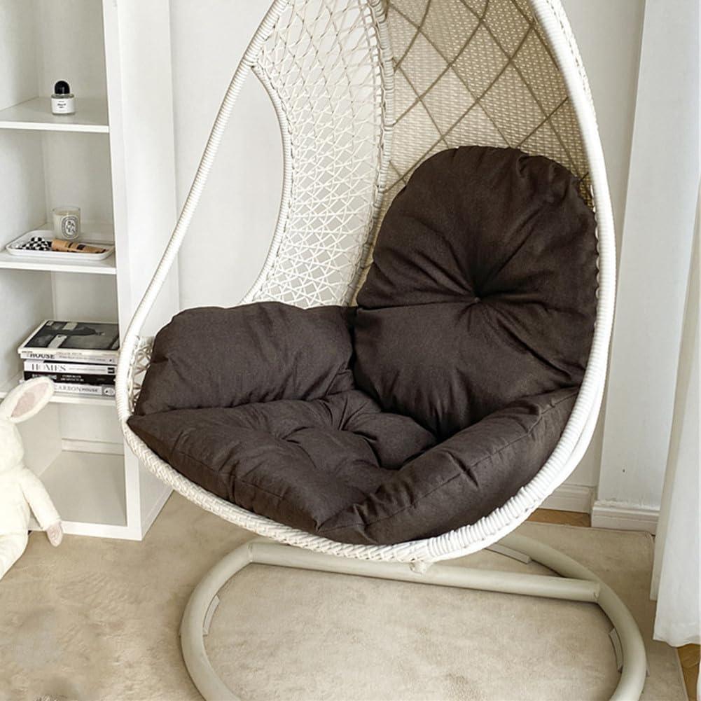 Swing Egg Chair Cushion Thickened Hanging Basket Seat Cushion Washable Hammock Chair Cushions Outdoor Patio Hanging Chairs Cushions Replacement (Only Cushion) (Coffee)