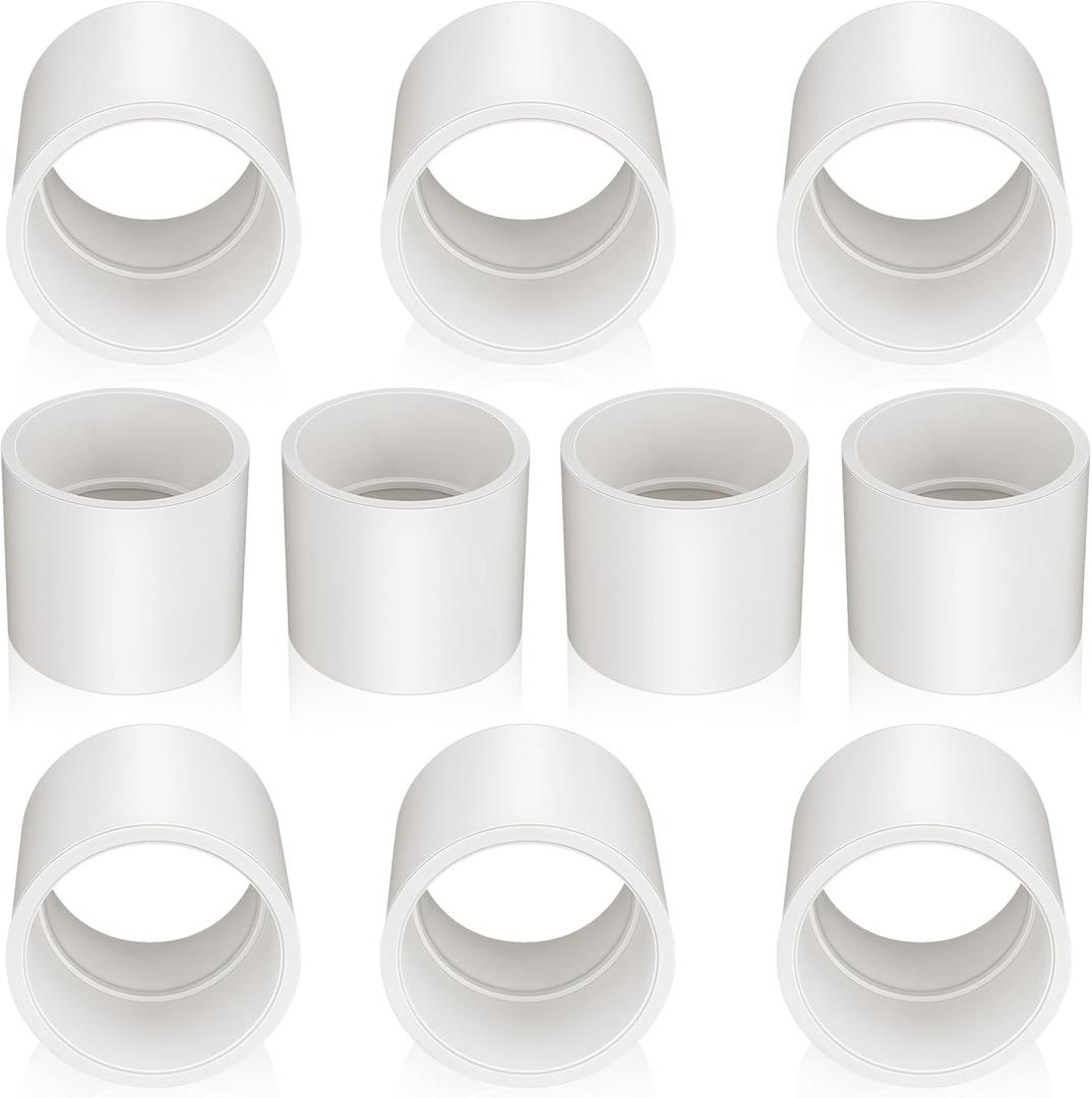Boltigen 10Pcs White 1-1/4 inch PVC Coupling, Socket x Socket, Furniture Build Grade Sch40 Pipe Slip Socket Fitting Adapter Connector, PVC Straight Pressure Pipe Fittings for Home or Industrial Use