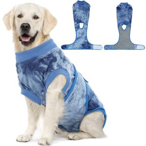 FUAMEY Recovery Suit for Dogs After Surgery,Soft Breathable Dog Bodysuit E-Collar & Cone Alternative Surgical Suit,Male Female Dog Neuter Spay Suits Anti Licking Wounds Onesie Blue Tie Dye XL (XL(Back:20.1-24.8in,WT:42-75lbs))