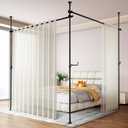 Seamless Room Divider Curtain Rod - No Drilling Space Partition Adjustable Privacy Separator, 4-10ft(H) 28-161inch(W) Adjustable, Heavy Duty Freestanding Tension Curtain Stand, Black