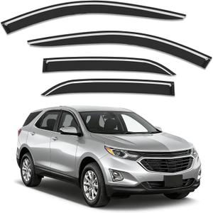 Out-Channel Window Rain Guards Fit for 2018-2024 Chevy Equinox, Extra Durable Window Visors Vent Visors Vent Shades Wind Deflector Dark Smoke Car Tape-on with Thicker 4PCS