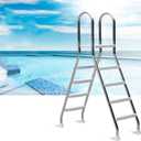 52" High Above Ground Swimming Pool Ladder,304 Stainless Steel,4 Steps Ladder,Max Load Capacity 500 lb