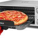CTT Semi-Open Electric Pizza Oven for 10" Pizza, Stainless Steel Pizza Oven Countertop for Indoor Pizza Maker, 1200W Portable Countertop Pizza Oven with Timer, Knob Control,Silver