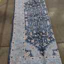 FlyDOIT Vintage Washable Area Rug, 6x9' Navy Floral Medallion Rugs for Living Room, Ultra Soft Accent Bedroom Rug, Indoor Non-Slip Low-Pile Throw Carpet for Entryway Dorm Kitchen Dining Room Decor