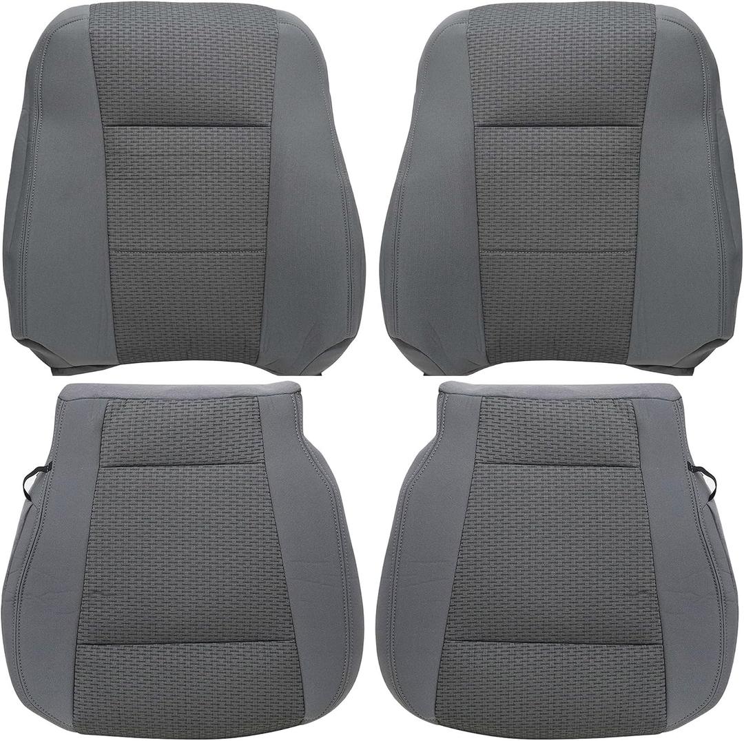 GXARTS Gray Cloth Driver and Passenger Side Bottom Lower & Top Lean Back Replacement Seat Cover #2S or 3S Fit for Ford F250 F350 F450 F550 XLT 2017-2021 Fit for Ford F150 2015-2020