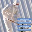 ETERNA Hazmat Suits- 5 Pack Disposable Protective Coveralls with Hood, Zipper, Elastic Wrists for Men & Women, Shield from Dirt, Dust, Paint (White, Large)