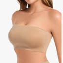 Strapless Bras for Women Double Lined Non Slip Silicone Tube Tops Bandeau Bra Wireless Strechy Non Padded (Large)