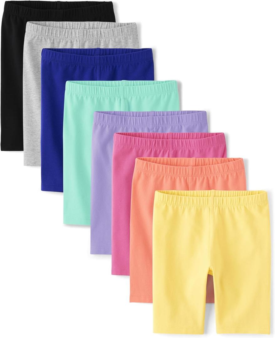 The Children's Place Girls' Solid Bike Shorts (Medium, Multi Color 8-pack)