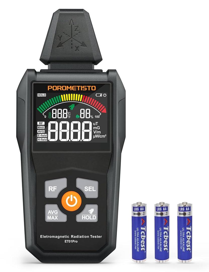 EMF Meter Radiation Detector, ET01Pro EMF Detector, 5-in-1 Electromagnetic Field & Radio Frequency Detector for Home Use & Office EMF Inspections,Ghost Hunting Equipment