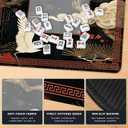 Oriental Chinese White Crane Mahjong Mat for Table, Traditional Red and Black Chinoiserie 31.5" x 31.5" Non-Slip & Noise Reduction Mahjong Mat for Poker Dominoes Cards & Board Games