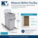Knape & Vogt Soft-Close Pull-Out Trash Can for Cabinets, 20 Qt (5 Gallon) Bottom Mount Single Kitchen Trash Bin, 8-3/8 in. x 20-1/8 in. x 17-5/16 in., SCB9-1-20PT, Platinum